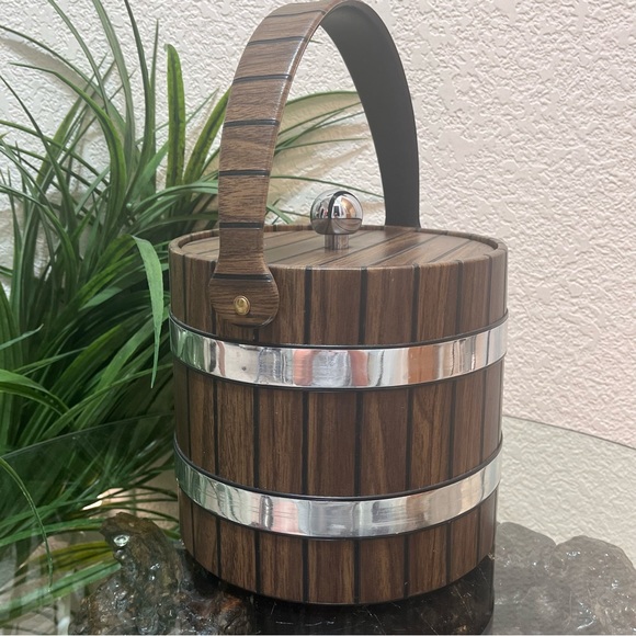🥶Vintage🥶 Made In USA Elmar Mfg. Vinyl Wrapped Ice Bucket With Lid - Picture 5 of 16